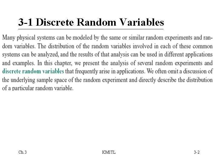 3 -1 Discrete Random Variables Ch. 3 KMITL 3 -2 