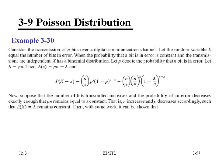 3 -9 Poisson Distribution Example 3 -30 Ch. 3 KMITL 3 -57 