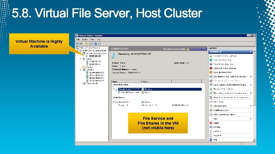 Virtual Machine is Highly Available File Service and File Shares in the VM (not
