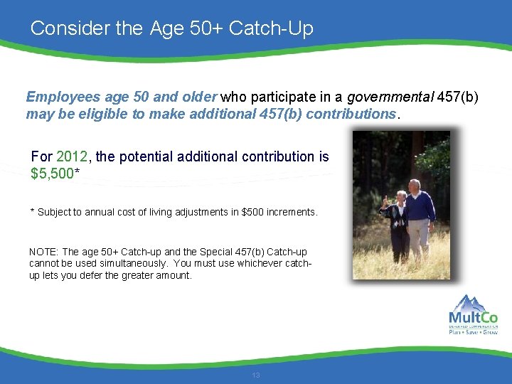 Consider the Age 50+ Catch-Up Employees age 50 and older who participate in a