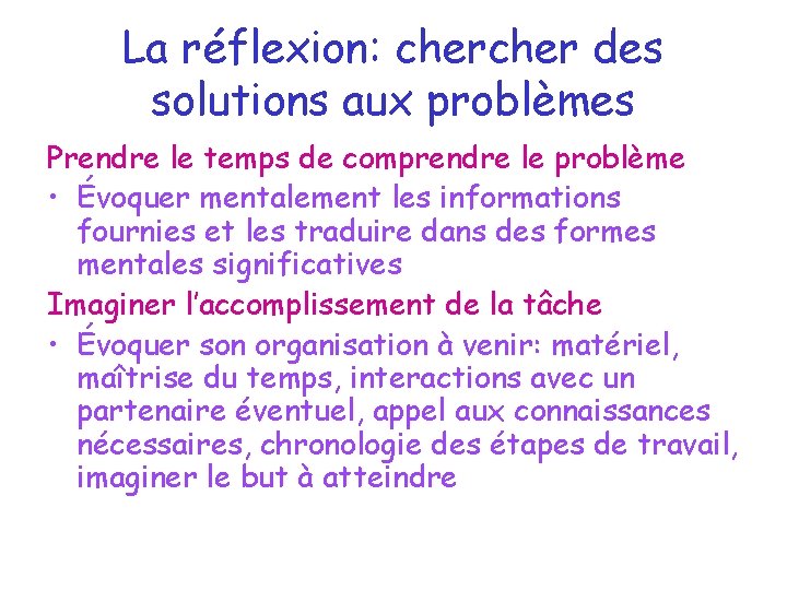 La réflexion: cher des solutions aux problèmes Prendre le temps de comprendre le problème