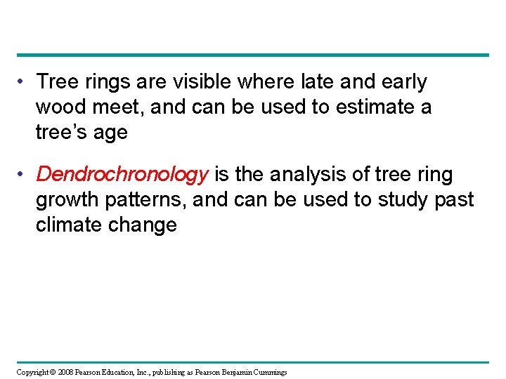  • Tree rings are visible where late and early wood meet, and can