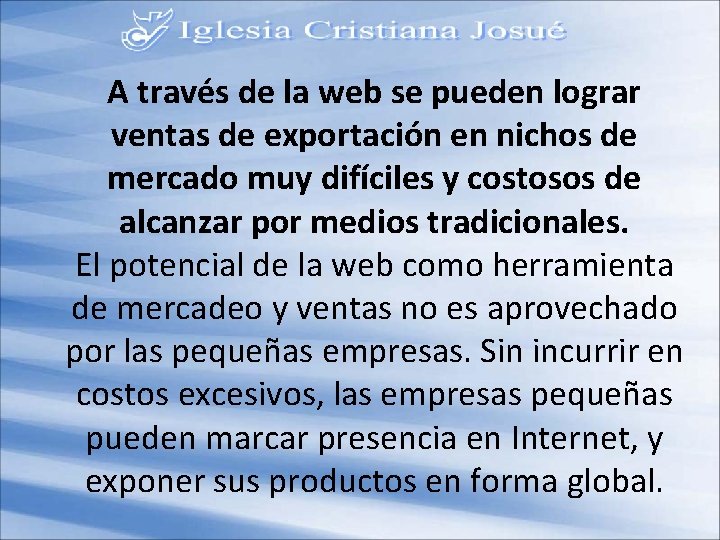 A través de la web se pueden lograr ventas de exportación en nichos de