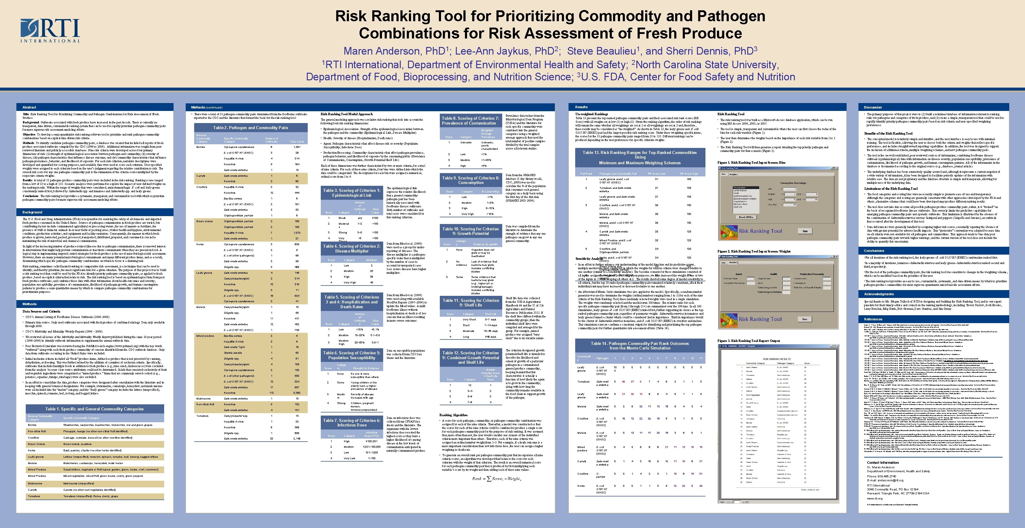 Risk Ranking Tool for Prioritizing Commodity and Pathogen Combinations for Risk Assessment of Fresh
