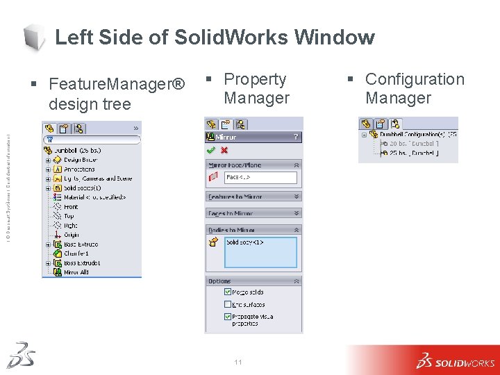 Left Side of Solid. Works Window § Property Manager Ι © Dassault Systèmes Ι