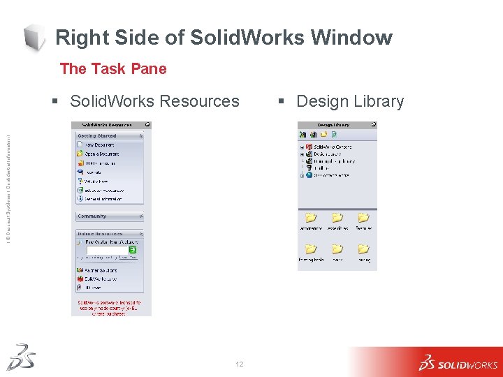 Right Side of Solid. Works Window The Task Pane Ι © Dassault Systèmes Ι