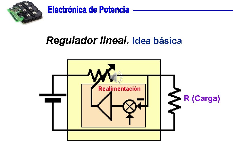 Regulador lineal. Idea básica Realimentación R (Carga) 