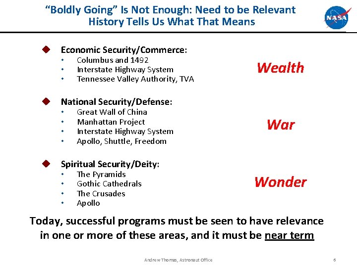“Boldly Going” Is Not Enough: Need to be Relevant History Tells Us What That