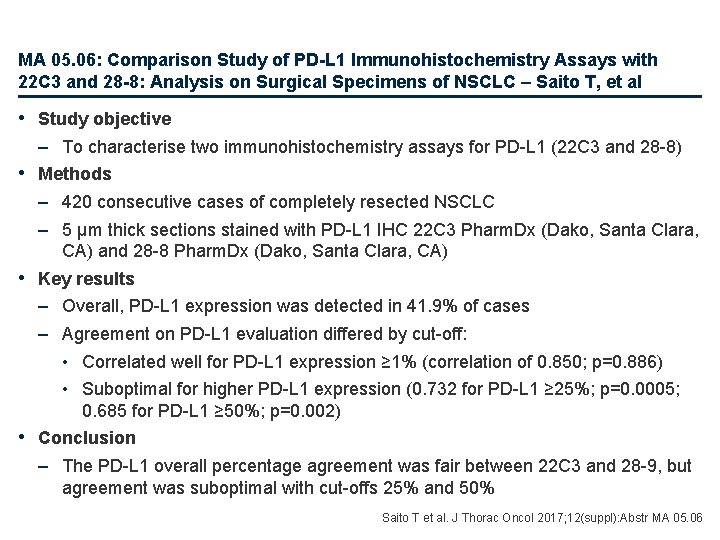 MA 05. 06: Comparison Study of PD-L 1 Immunohistochemistry Assays with 22 C 3