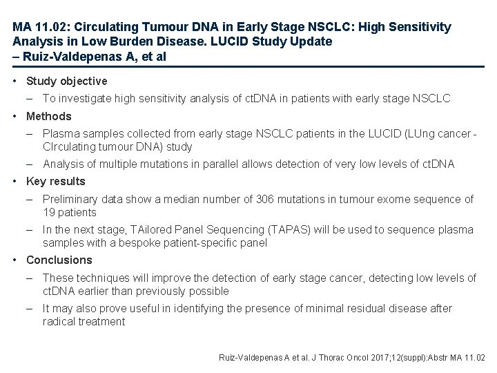 MA 11. 02: Circulating Tumour DNA in Early Stage NSCLC: High Sensitivity Analysis in