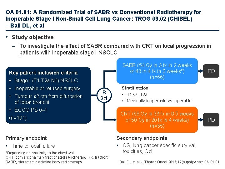 OA 01. 01: A Randomized Trial of SABR vs Conventional Radiotherapy for Inoperable Stage