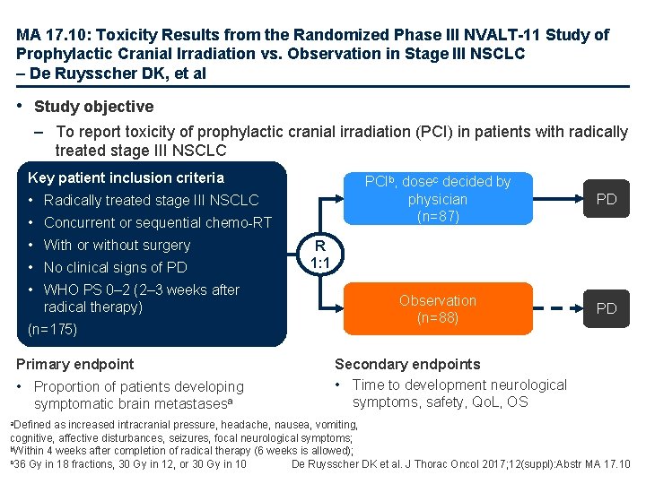 MA 17. 10: Toxicity Results from the Randomized Phase III NVALT-11 Study of Prophylactic