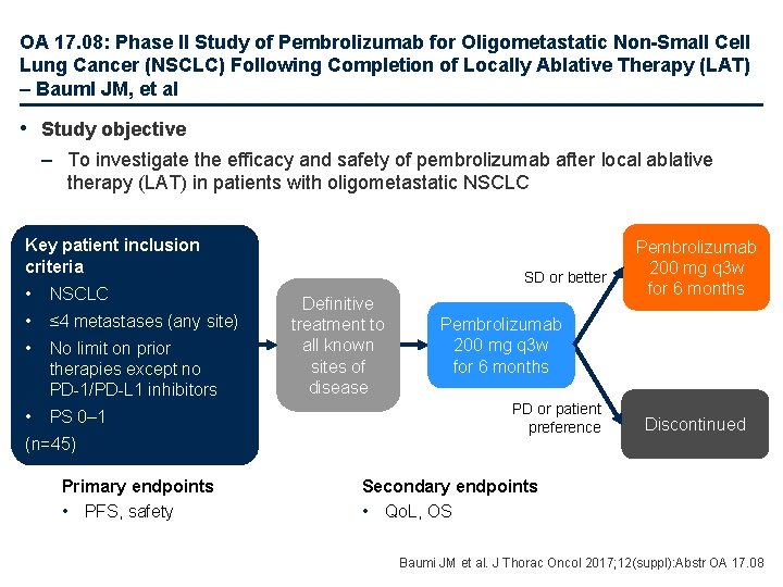 OA 17. 08: Phase II Study of Pembrolizumab for Oligometastatic Non-Small Cell Lung Cancer