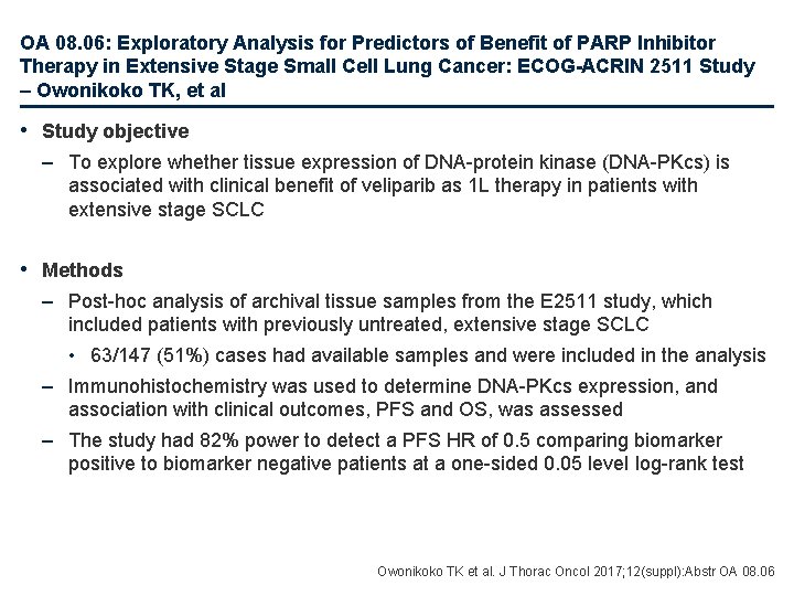 OA 08. 06: Exploratory Analysis for Predictors of Benefit of PARP Inhibitor Therapy in