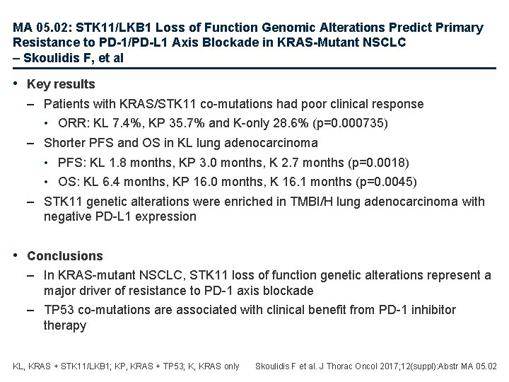 MA 05. 02: STK 11/LKB 1 Loss of Function Genomic Alterations Predict Primary Resistance