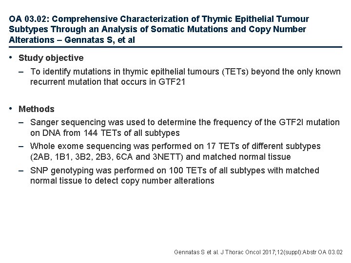 OA 03. 02: Comprehensive Characterization of Thymic Epithelial Tumour Subtypes Through an Analysis of
