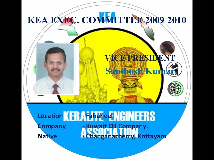 KEA EXEC. COMMITTEE 2009 -2010 VICE PRESIDENT Santhosh Kumar Location Company Native - Fahaheel