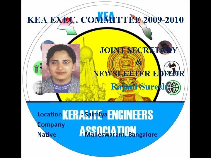 KEA EXEC. COMMITTEE 2009 -2010 JOINT SECRETARY & NEWSLETTER EDITOR Rajani Suresh Location Company