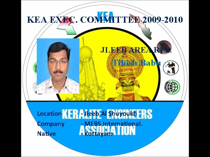 KEA EXEC. COMMITTEE 2009 -2010 JLEEB AREA REP. Tibish Babu Location Company Native -