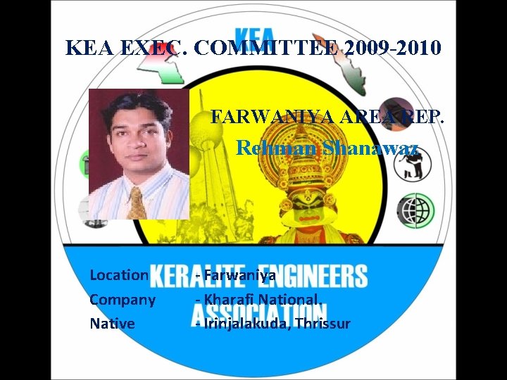 KEA EXEC. COMMITTEE 2009 -2010 FARWANIYA AREA REP. Rehman Shanawaz Location Company Native -