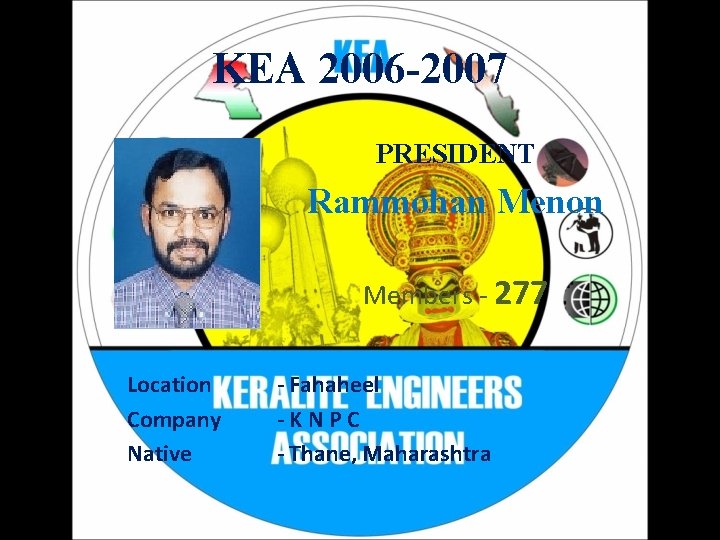 KEA 2006 -2007 PRESIDENT Rammohan Menon Members - 277 Location Company Native - Fahaheel