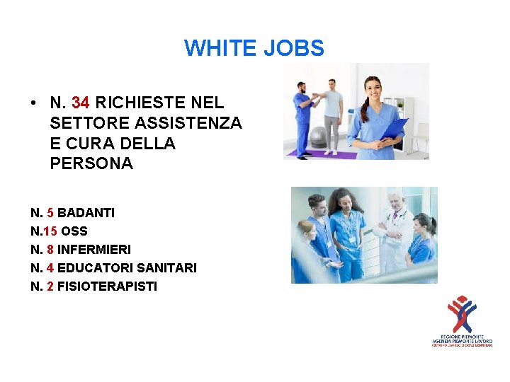 WHITE JOBS • N. 34 RICHIESTE NEL SETTORE ASSISTENZA E CURA DELLA PERSONA N.