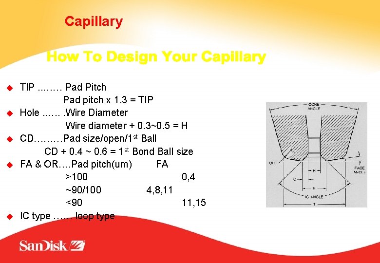 Capillary u u u TIP. . …… Pad Pitch Pad pitch x 1. 3