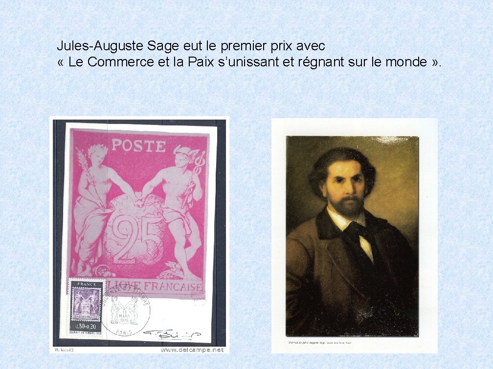 Jules-Auguste Sage eut le premier prix avec « Le Commerce et la Paix s’unissant