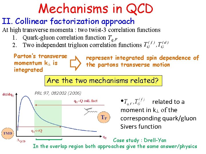 Mechanisms in QCD II. Collinear factorization approach At high transverse momenta : two twist-3