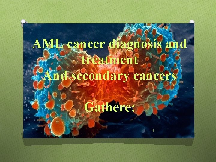 AML cancer diagnosis and treatment And secondary cancers Gathere: 1 