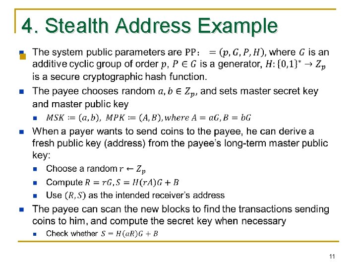 4. Stealth Address Example n 11 