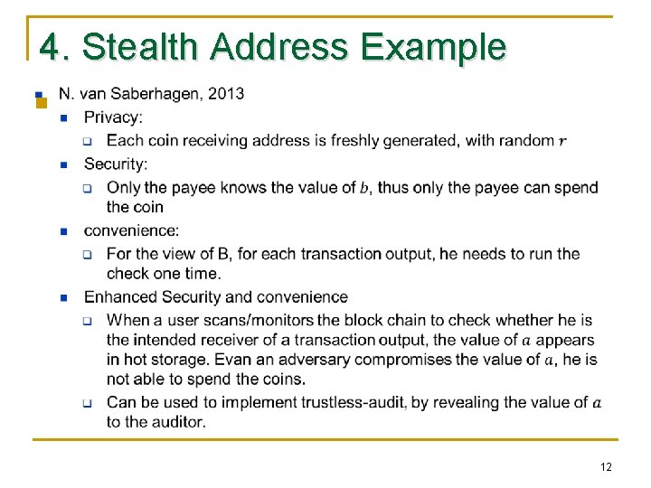 4. Stealth Address Example n 12 