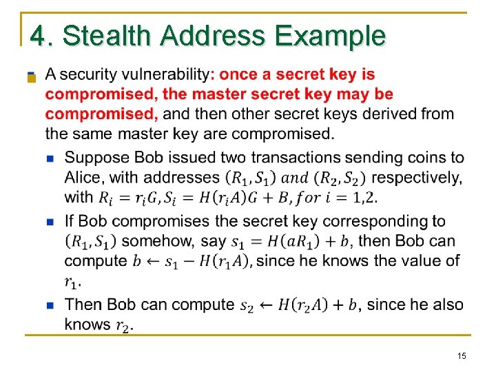 4. Stealth Address Example n 15 