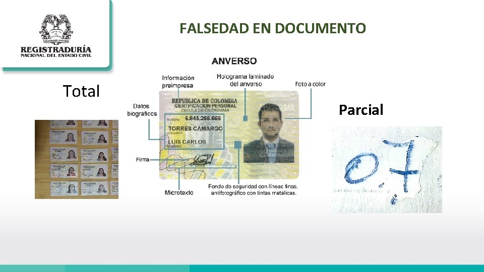 FALSEDAD EN DOCUMENTO Total Parcial 