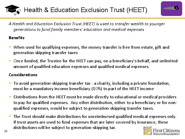 Health & Education Exclusion Trust (HEET) A Health and Education Exclusion Trust (HEET) is