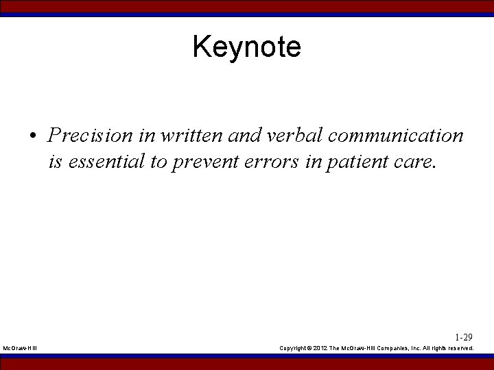 Keynote • Precision in written and verbal communication is essential to prevent errors in