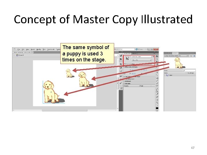 Concept of Master Copy Illustrated The same symbol of a puppy is used 3