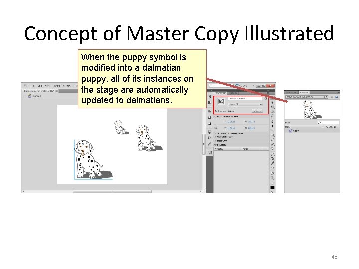 Concept of Master Copy Illustrated When the puppy symbol is modified into a dalmatian