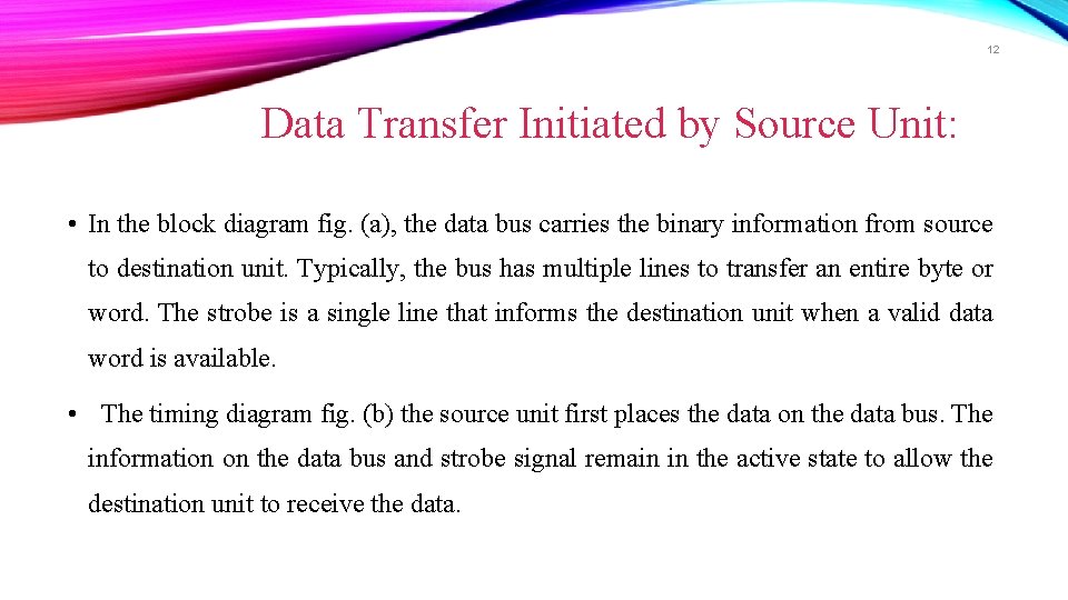 12 Data Transfer Initiated by Source Unit: • In the block diagram fig. (a),