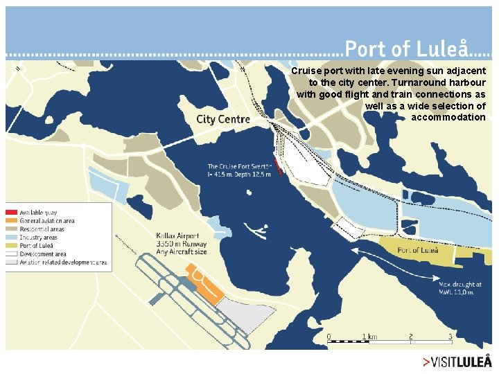 Cruise port with late evening sun adjacent to the city center. Turnaround harbour with