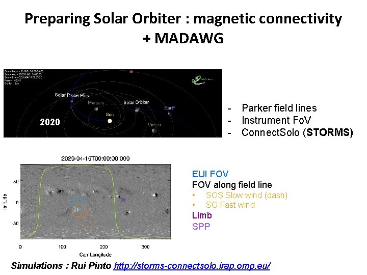 Preparing Solar Orbiter : magnetic connectivity + MADAWG - Parker field lines - Instrument