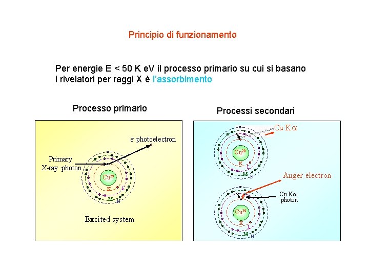 Principio di funzionamento Per energie E < 50 K e. V il processo primario