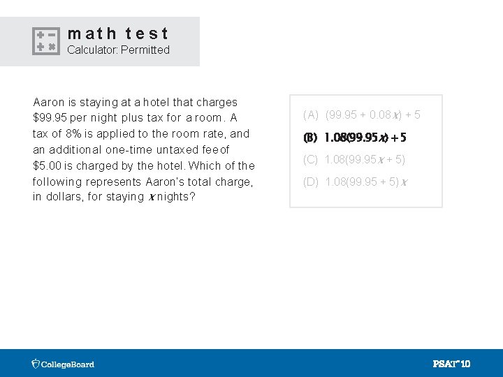 math t e s t Calculator: Permitted Aaron is staying at a hotel that