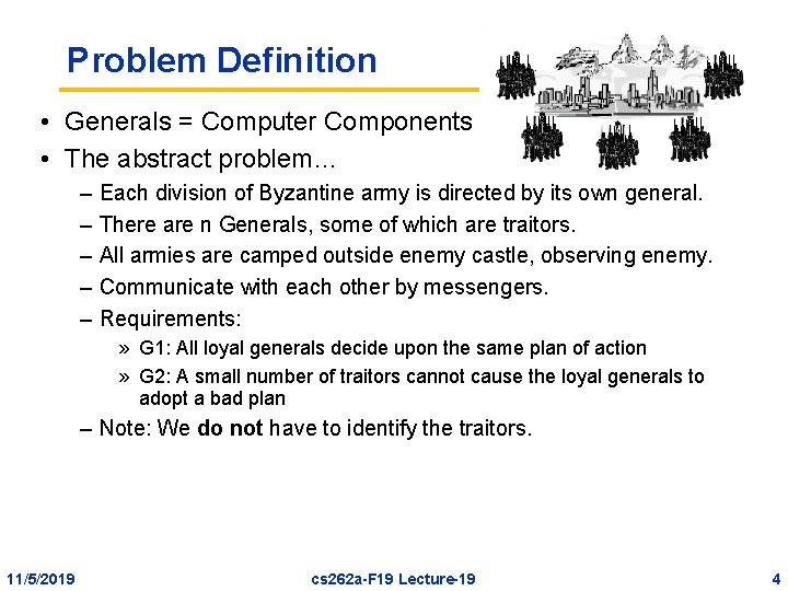Problem Definition • Generals = Computer Components • The abstract problem… – – –