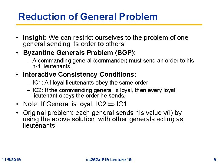 Reduction of General Problem • Insight: We can restrict ourselves to the problem of