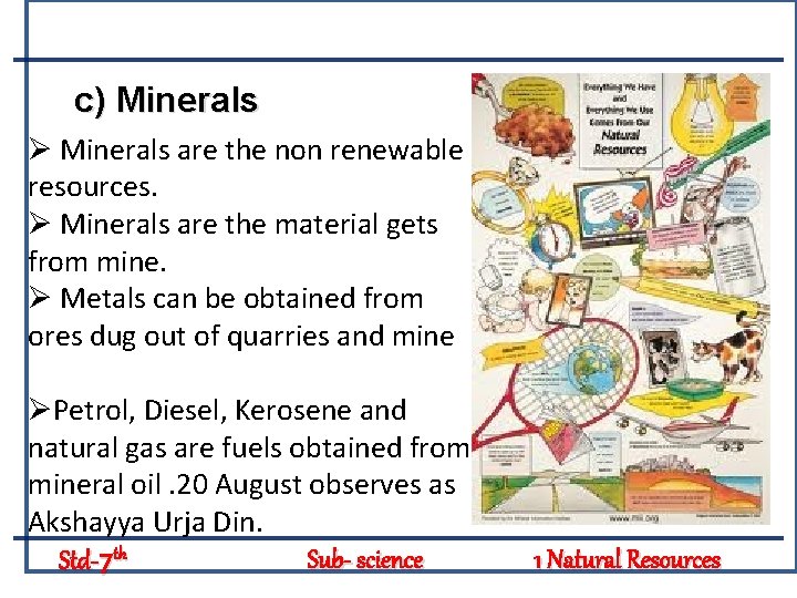 c) Minerals Ø Minerals are the non renewable resources. Ø Minerals are the material