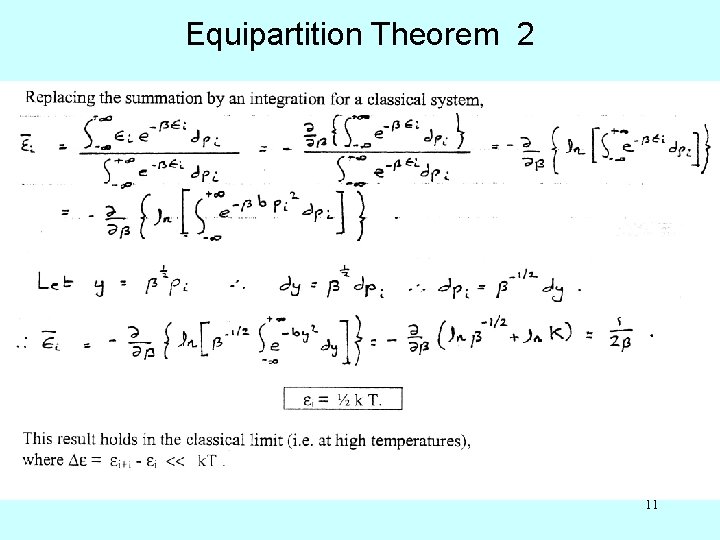Equipartition Theorem 2 11 Equipartition Theorem 2 11