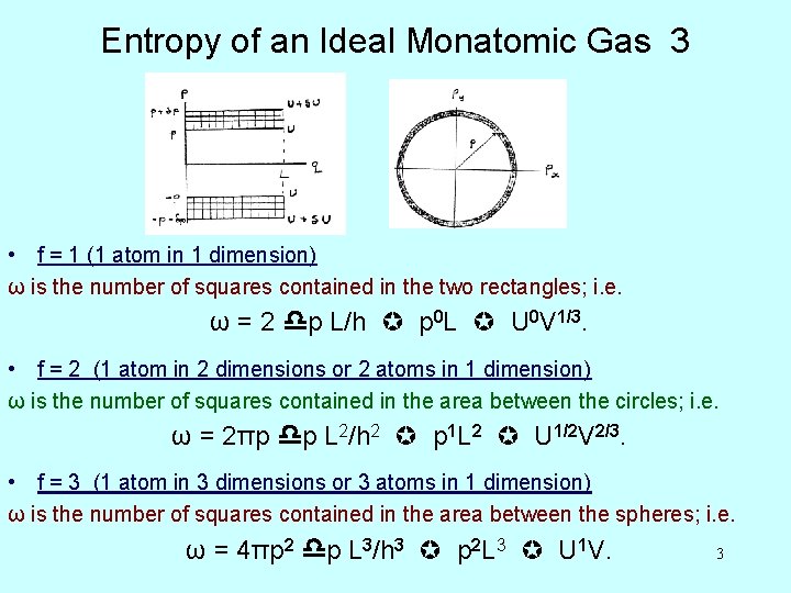 Entropy of an Ideal Monatomic Gas 3 • f = 1 (1 atom in Entropy of an Ideal Monatomic Gas 3 • f = 1 (1 atom in