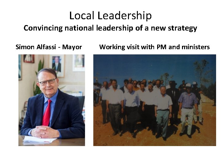 Local Leadership Convincing national leadership of a new strategy Simon Alfassi - Mayor Infrastructure