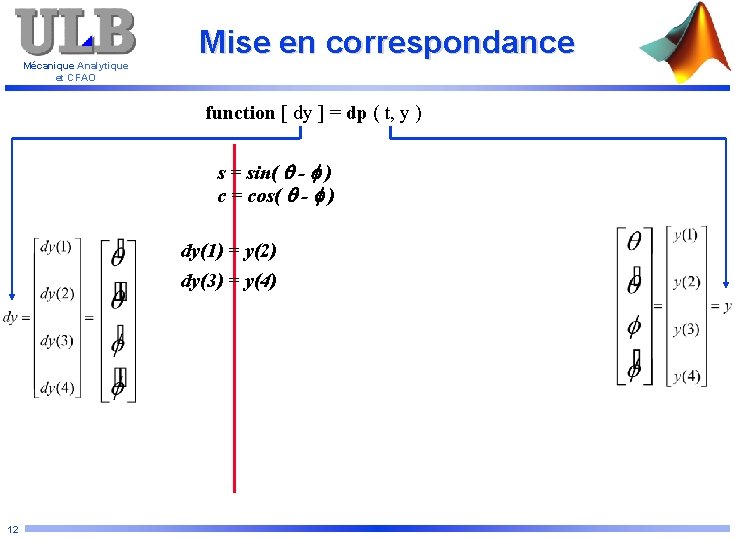 Mécanique Analytique et CFAO Mise en correspondance function [ dy ] = dp (